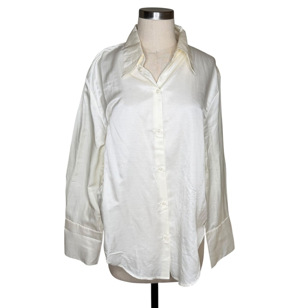 CITIZENS OF HUMANITY Camilia Button Down Cream Silk Cotton Blend Women's Size M